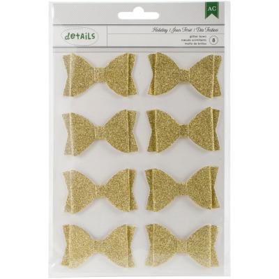 Die Cuts - Holiday Details - Glitter Bows - 10/Pkg